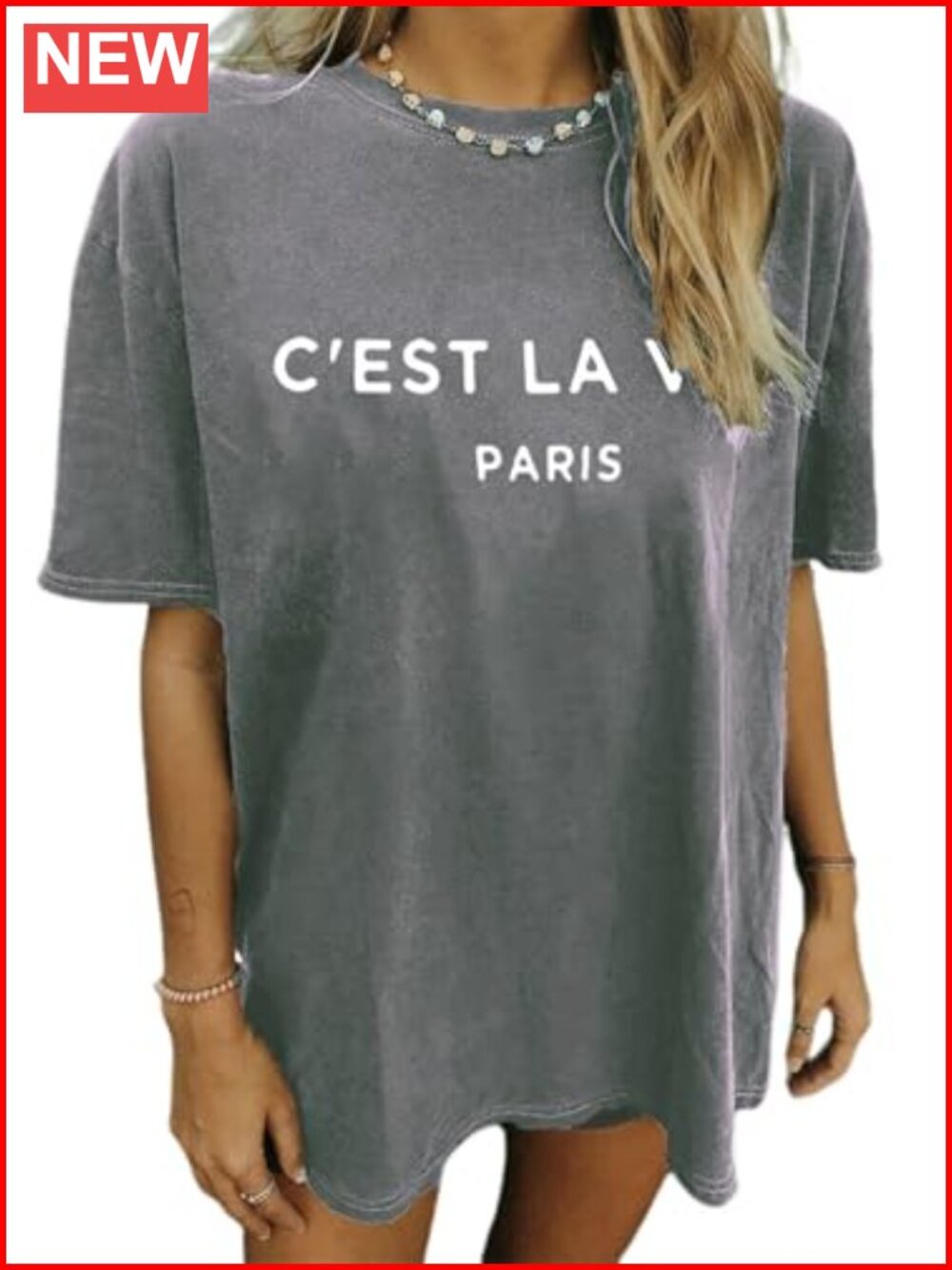 Women's Oversized Graphic Tee Vintage Letter Print Loose Short Sleeve Cotton Top